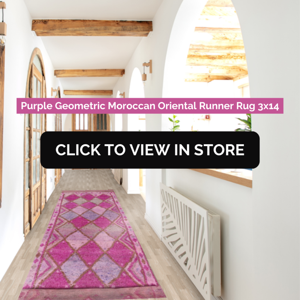 Purple Geometric Moroccan Runner Rug